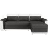 Cabrio-Ecksofa JAMES 3-Sitzer + Aufbewahrungsbox - Stoff in Weiß und Anthrazitgrau - B 230 x T 142 cm