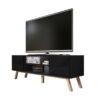 MÖBEL TV / WOHNZIMMER MÖBEL - VERO HOLZ - 150 CM - MATT SCHWARZ / HELLSCHWARZ - SCANDI STIL - ÖLBUCHE FÜSSE