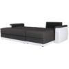 Cabrio-Ecksofa JAMES 3-Sitzer + Aufbewahrungsbox - Stoff in Weiß und Anthrazitgrau - B 230 x T 142 cm
