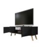 MÖBEL TV / WOHNZIMMER MÖBEL - VERO HOLZ - 150 CM - MATT SCHWARZ / HELLSCHWARZ - SCANDI STIL - ÖLBUCHE FÜSSE