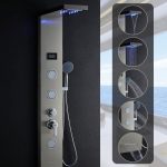 Auralum Colonne de Douche LED en Acier Inoxydable 304 Panneau de Douche avec Douche à Main Multi-fonctionnel l’eau de Sortir