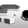 5-Sitzer-Ecksofa + Moderner TV-Ständer + Robotervakuum