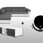 5-Sitzer-Ecksofa + Moderner TV-Ständer + Robotervakuum