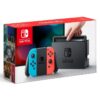 Nintendo Switch Console mit einem neonroten rechten Joy-Con und einem neonblauen linken Joy-Con