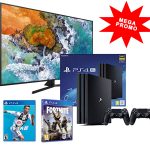 SAMSUNG UE50NU7405 LED-Fernseher 4K UHD 127 cm (50 ") + PS4 Pro (1 TB) Schwarz & 2 Controller DualShock + FORNITE & FIFA 19