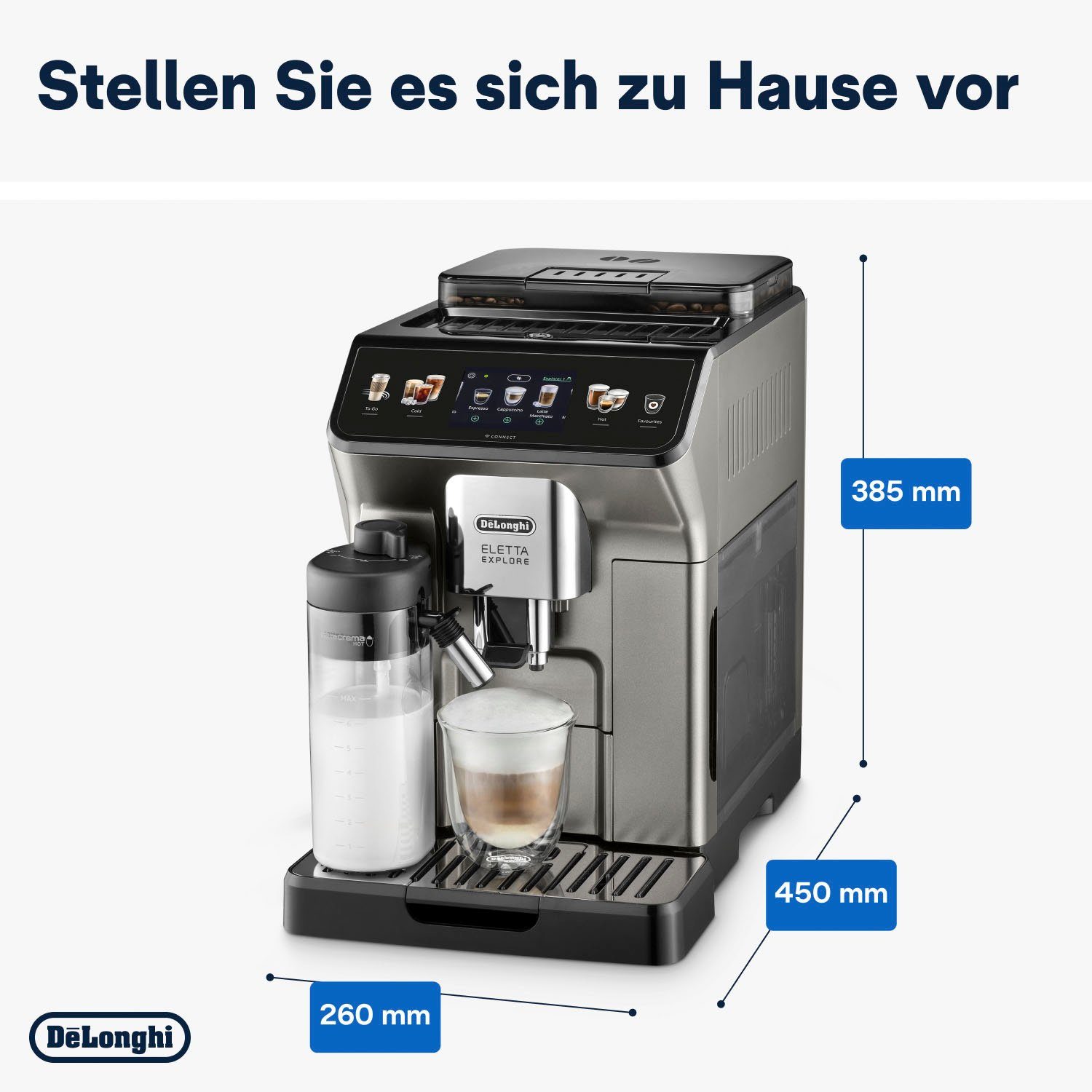 De'Longhi Kaffeevollautomat Eletta Explore Cold Brew Extraction ECAM450.86.T, Titan – Bild 10