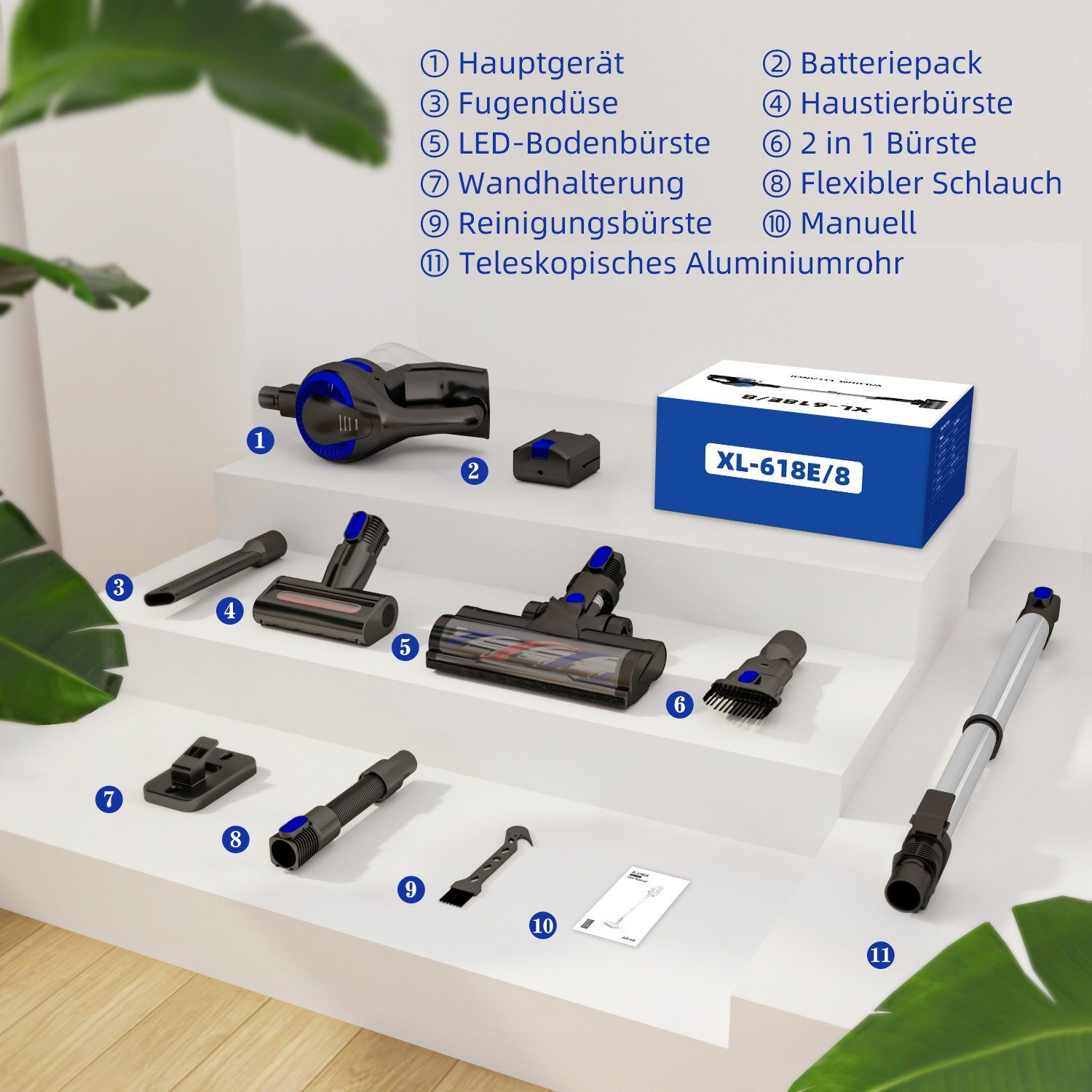 Authmic Akku-Stielstaubsauger Akku Staubsauger, Staubsauger Kabellos mit 33000pa Saugkraft, Akkusauger, Bis zu 50 Min Laufzeit, 1.3L Staubbehälter, kabelloser Staubsauger für Tierhaare,Teppich und Hartböden – Bild 7