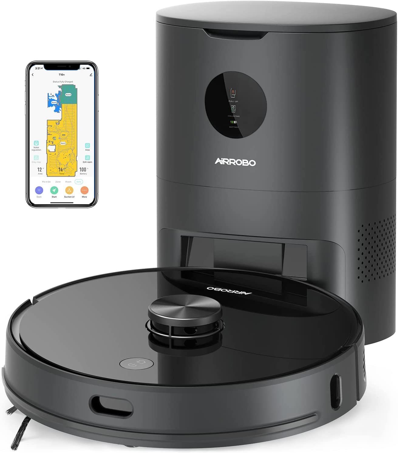 AIRROBO Saugroboter T10+ Saugroboter mit Wischfunktion WLAN Staubsauger Roboter, 50,00 W, mit Beutel, 360° Kollisionsschutz - 23 Sätze von Sensoren