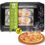 TurboTronic by Z-Line Minibackofen 45 L mit Umluft Drehspieß 2000W 2x Backblech Gitter Kompakt Elektro, Mini Tisch Backofen Camping Pizzaofen Klein/Groß