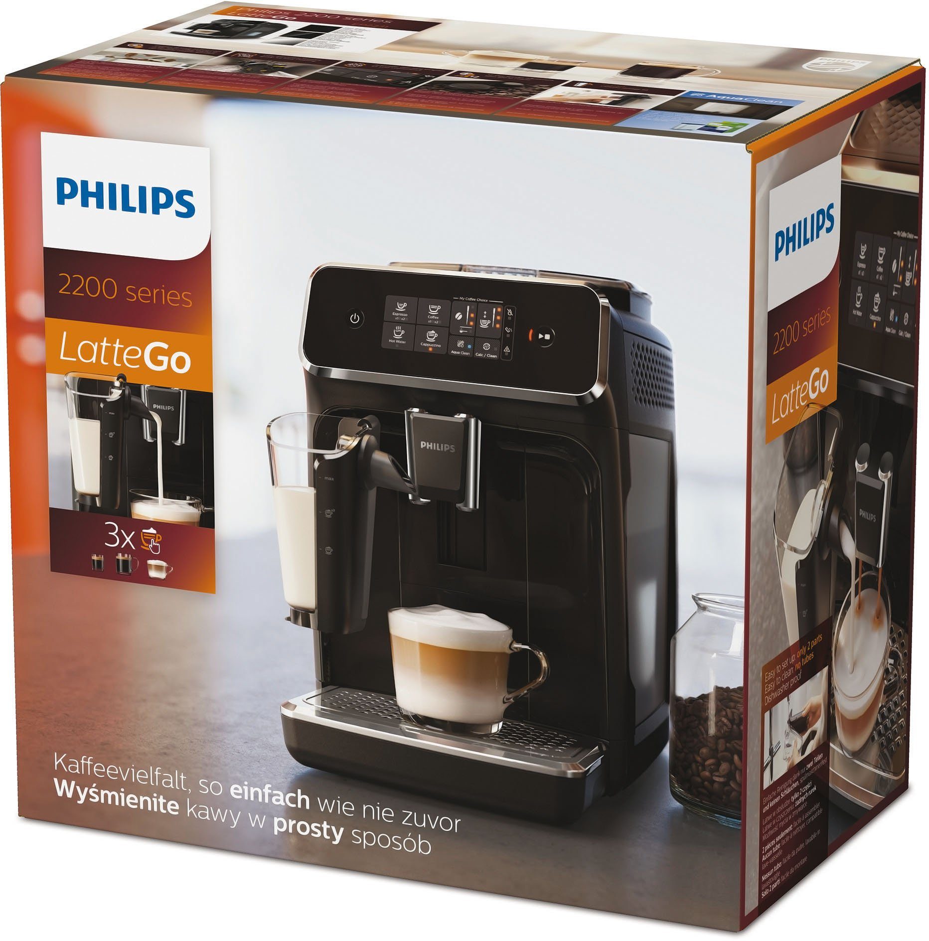 Philips Kaffeevollautomat 2200 Serie EP2231/40 LatteGo, klavierlackschwarz – Bild 6