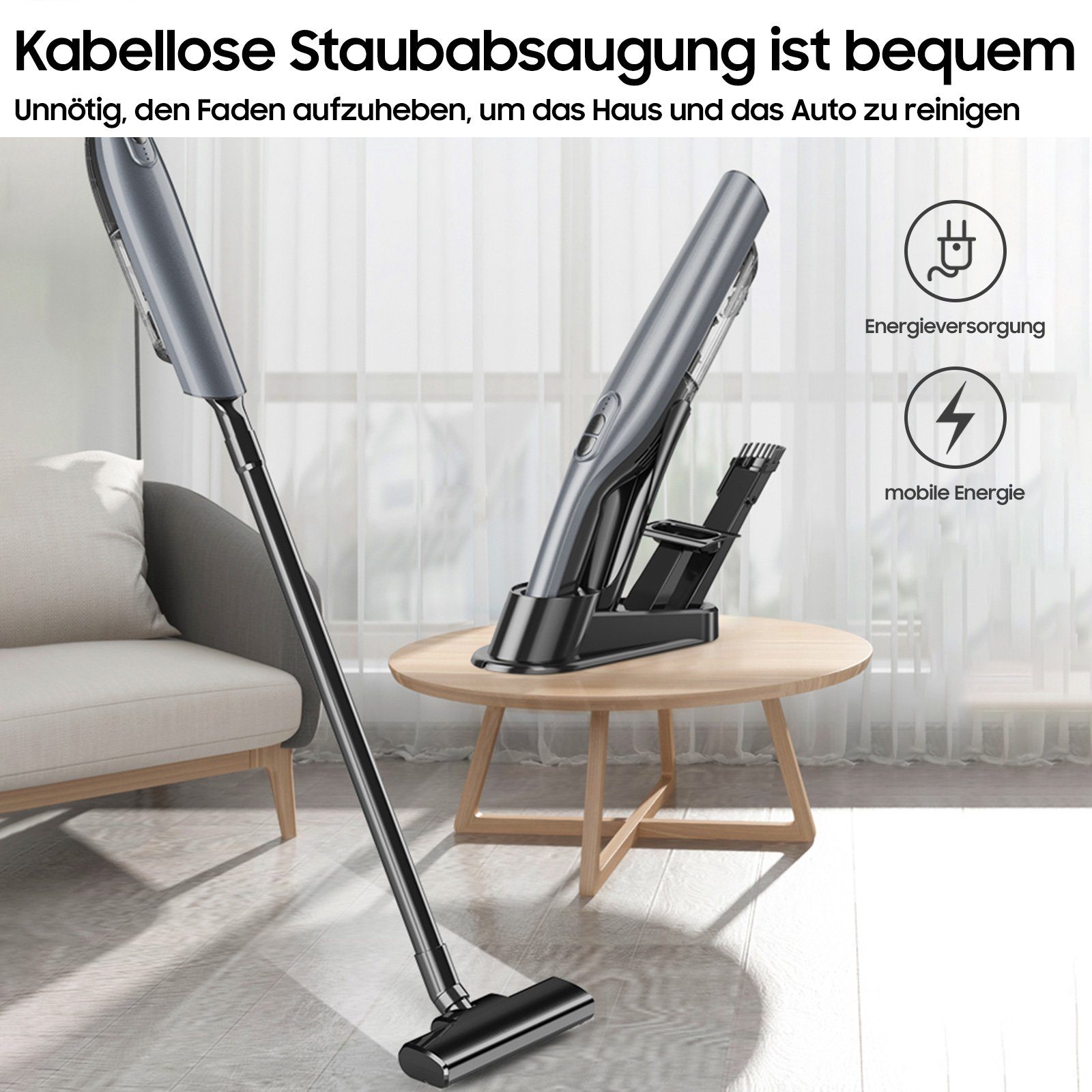 iceagle Akku-Handstaubsauger 3-in-1 Handstaubsauger Akku 8000Pa mit Ladestation, Staubbehälter – Bild 2