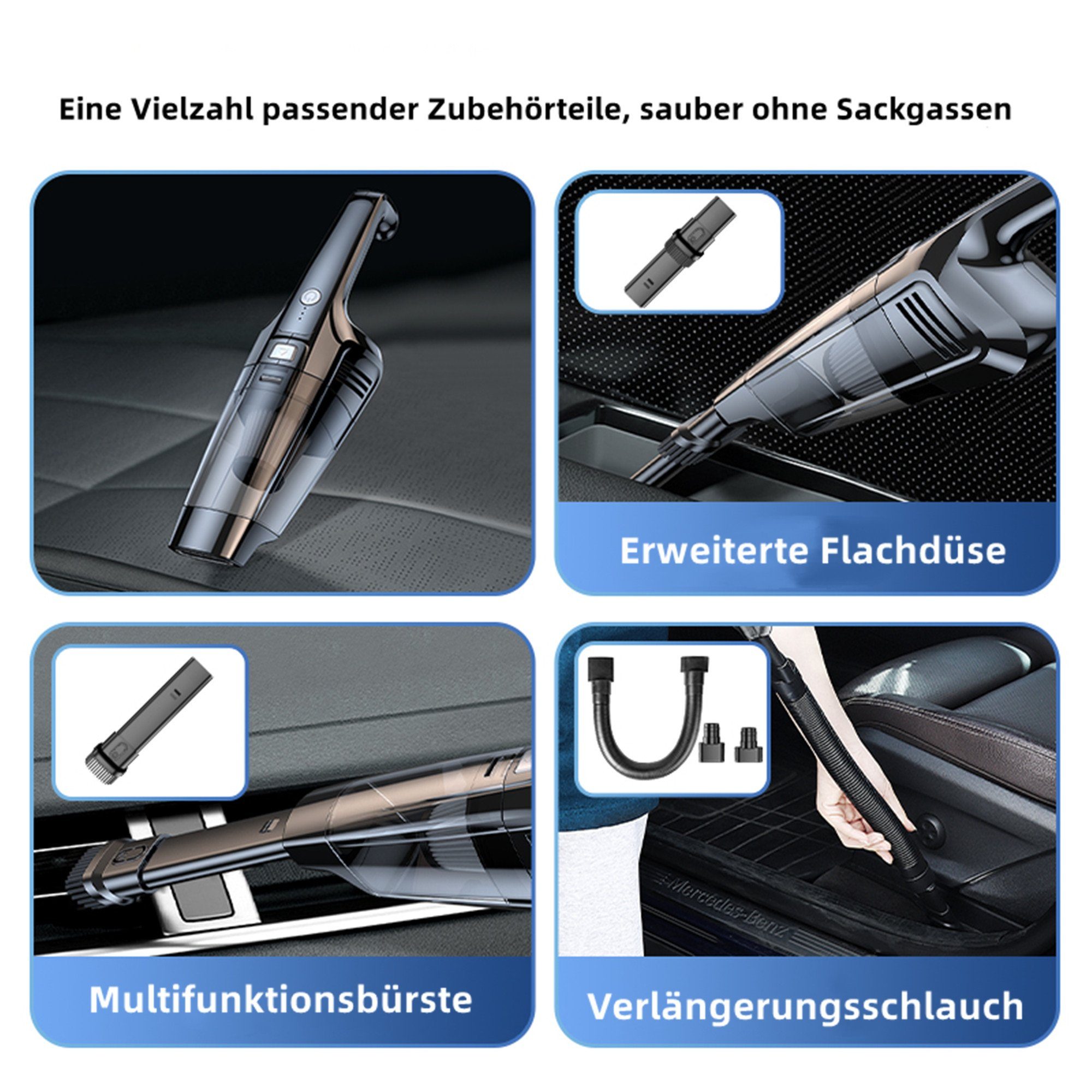 Tisoutec Akku-Handstaubsauger Akku Handstaubsauger,12000Pa USB aufladbar Tragbar Leicht Mini, Staubsauger,6000mAh Auto-Staubsauger,Nass & Trocken Handsauger – Bild 4