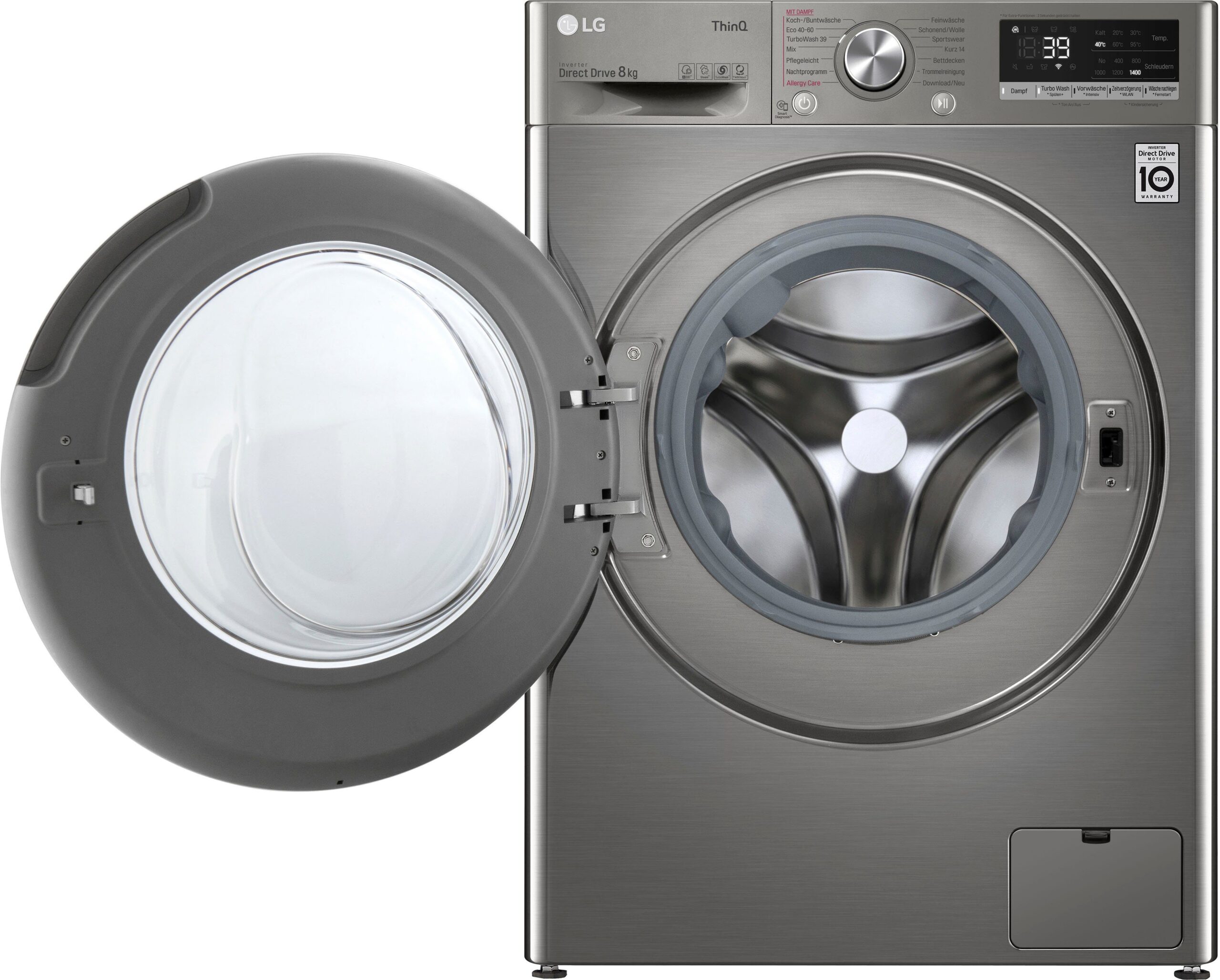 LG Waschmaschine V708P2PA, 8 kg, 1400 U/min, TurboWash® - Waschen in nur 39 Minuten – Bild 7