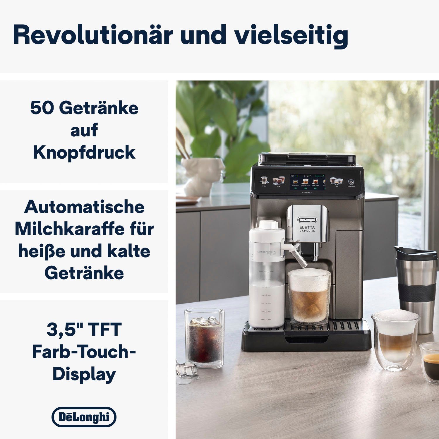 De'Longhi Kaffeevollautomat Eletta Explore Cold Brew Extraction ECAM450.86.T, Titan – Bild 2