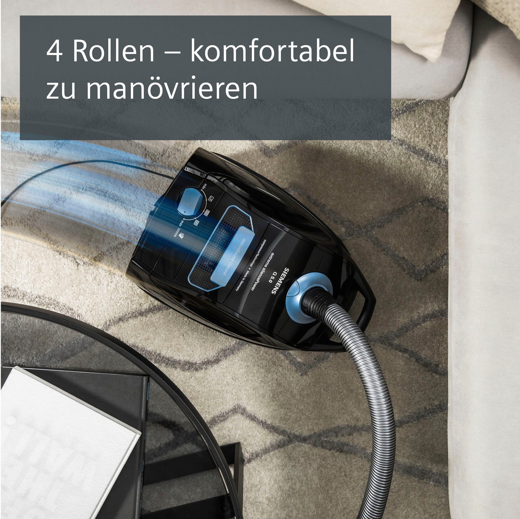 SIEMENS Bodenstaubsauger extreme silencePower VSQ5X1230, schwarz, 850 W, mit Beutel, starke Saugleistung, ideal für Allergiker – Bild 10