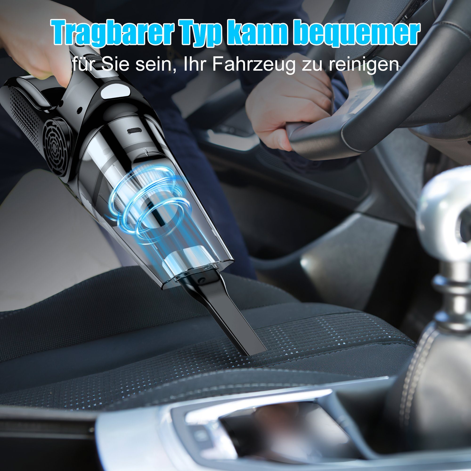 Vbrisi Akku-Handstaubsauger Handstaubsauger, Autostaubsauger 9000 Pa, Mit aufblasbarer Funktion., Multifunktionaler Staubsauger, Leistungsstarker Akku Handstaubsauger – Bild 4
