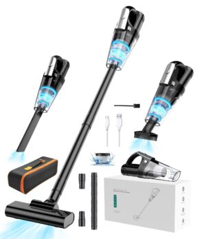 Vbrisi Akku-Handstaubsauger Handstaubsauger, Autostaubsauger 7500Pa Staubsauger, Mit 6000mA-Akku, Mit Aufbewahrungstasche, 4 in 1 Multifunktionaler Akku-Handstaubsauger, Kann in Wohnungen, Autos usw. verwendet werden, Mit Lichtfunktion