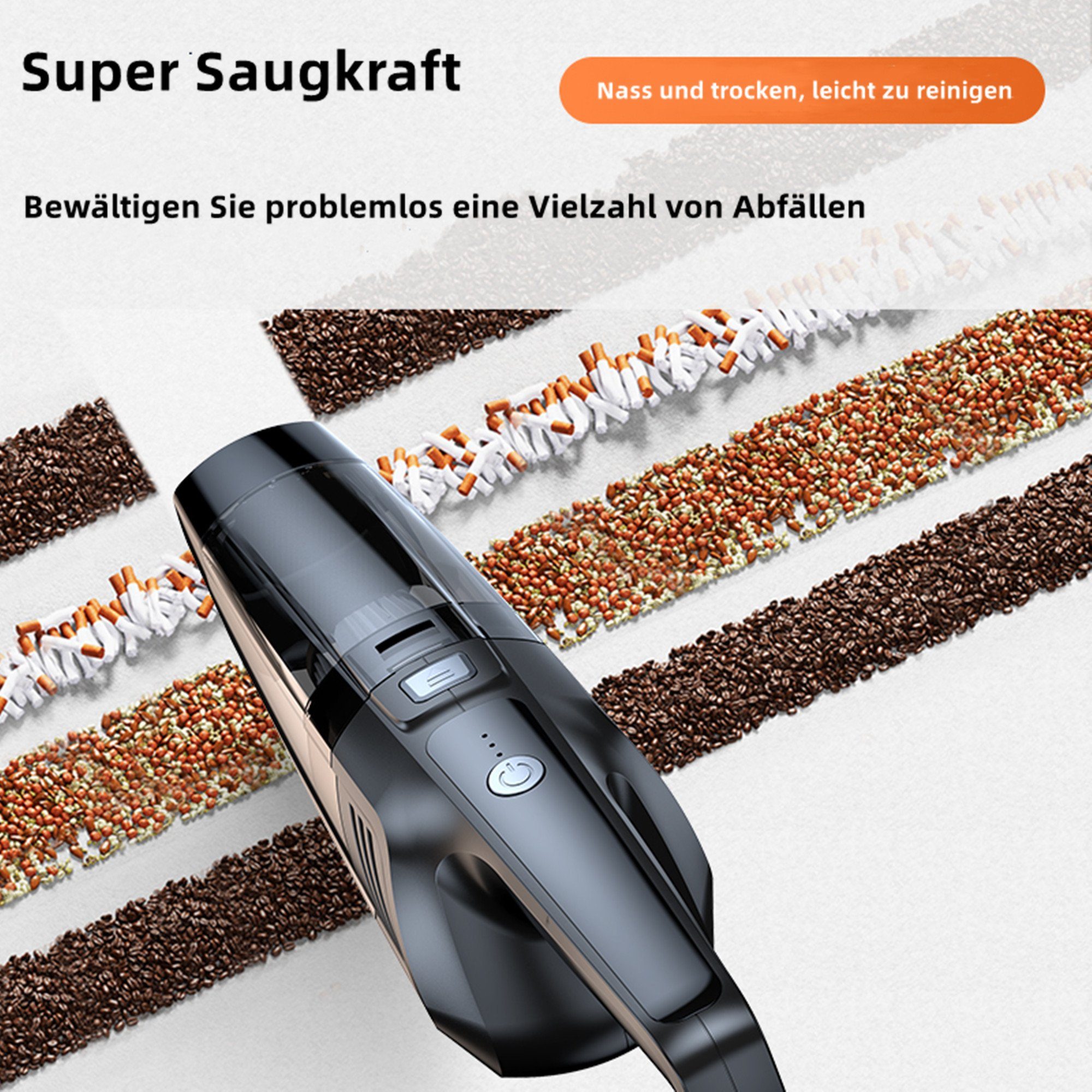 Tisoutec Akku-Handstaubsauger Akku Handstaubsauger,12000Pa USB aufladbar Tragbar Leicht Mini, Staubsauger,6000mAh Auto-Staubsauger,Nass & Trocken Handsauger – Bild 6