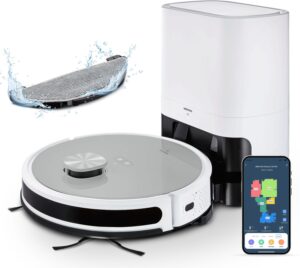 Medion® Nass-Trocken-Saugroboter Saug- und Wischroboter mit Absaugstation (X21 SW), App Steuerung und automatische Entleerung