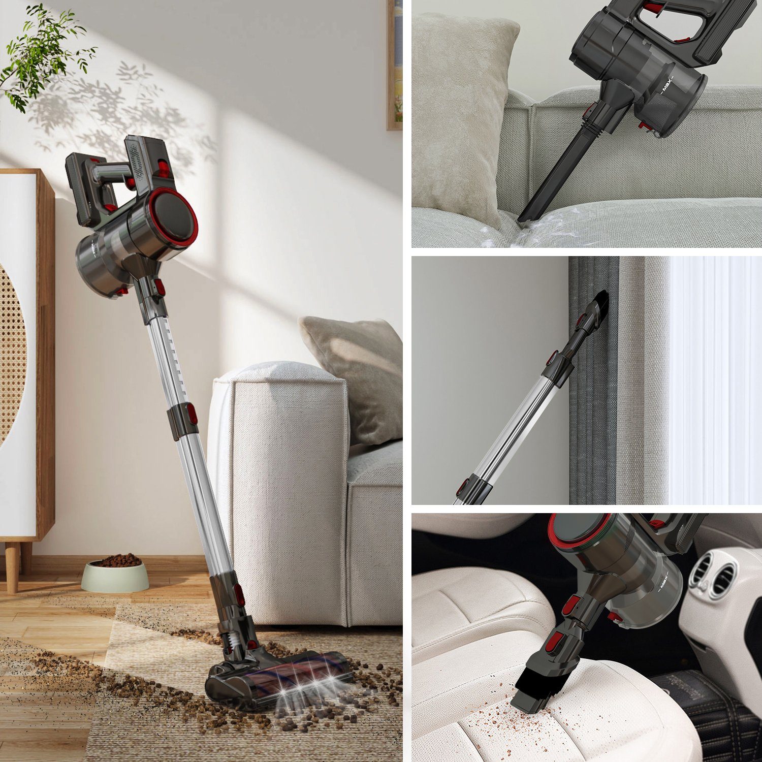 Daynee Akku-Hand-und Stielstaubsauger Akku Staubsauger,Staubsauger Kabellos,27000Pa Akkusauger, Handstaubsauger Akku bis zu 50 Min,Stielstaubsauger, Auto Staubsauger,LED Handsauger für Hartboden, Teppich, Tierhaare – Bild 9