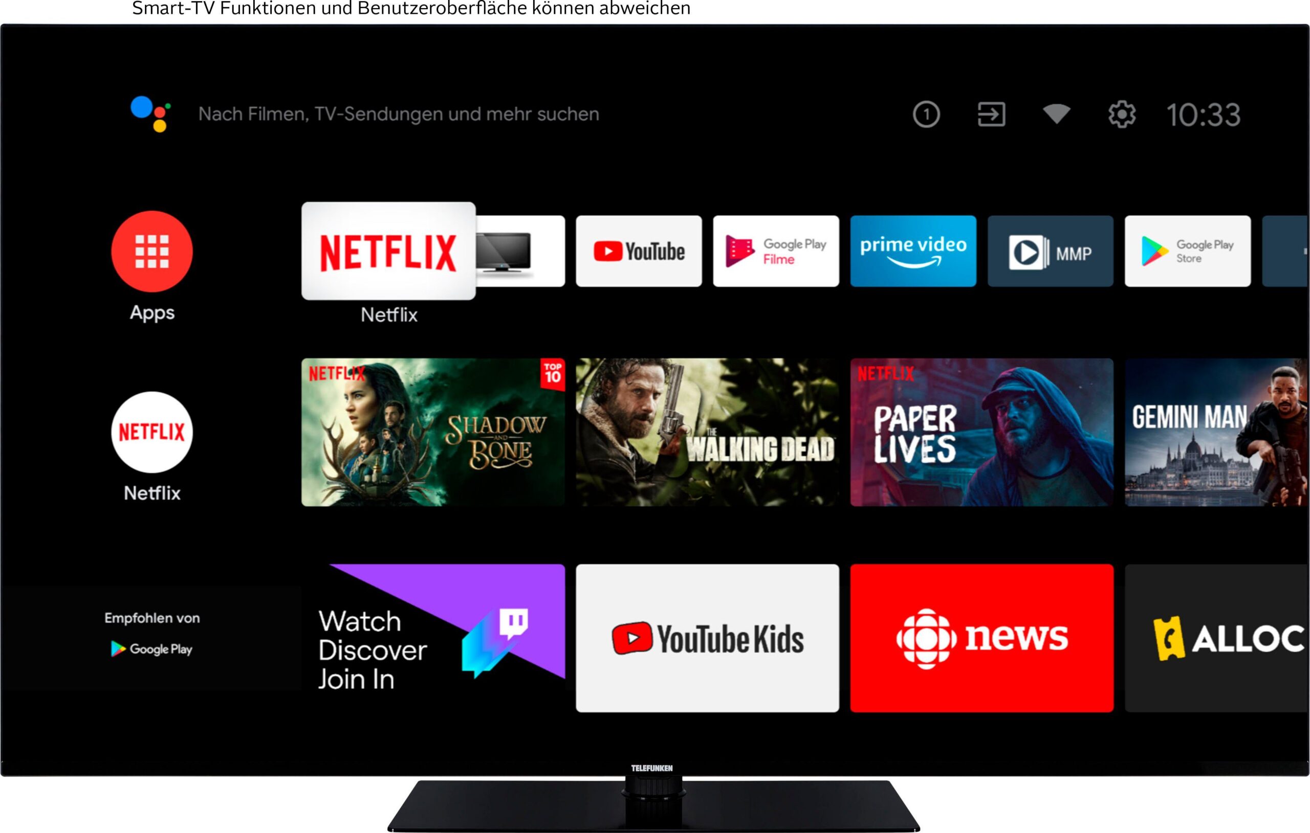 Telefunken D50V950M2CWH LED-Fernseher (126 cm/50 Zoll, 4K Ultra HD, Android TV, Smart-TV, Android-TV, Dolby Atmos, Google Assistent, USB-Recording) – Bild 2