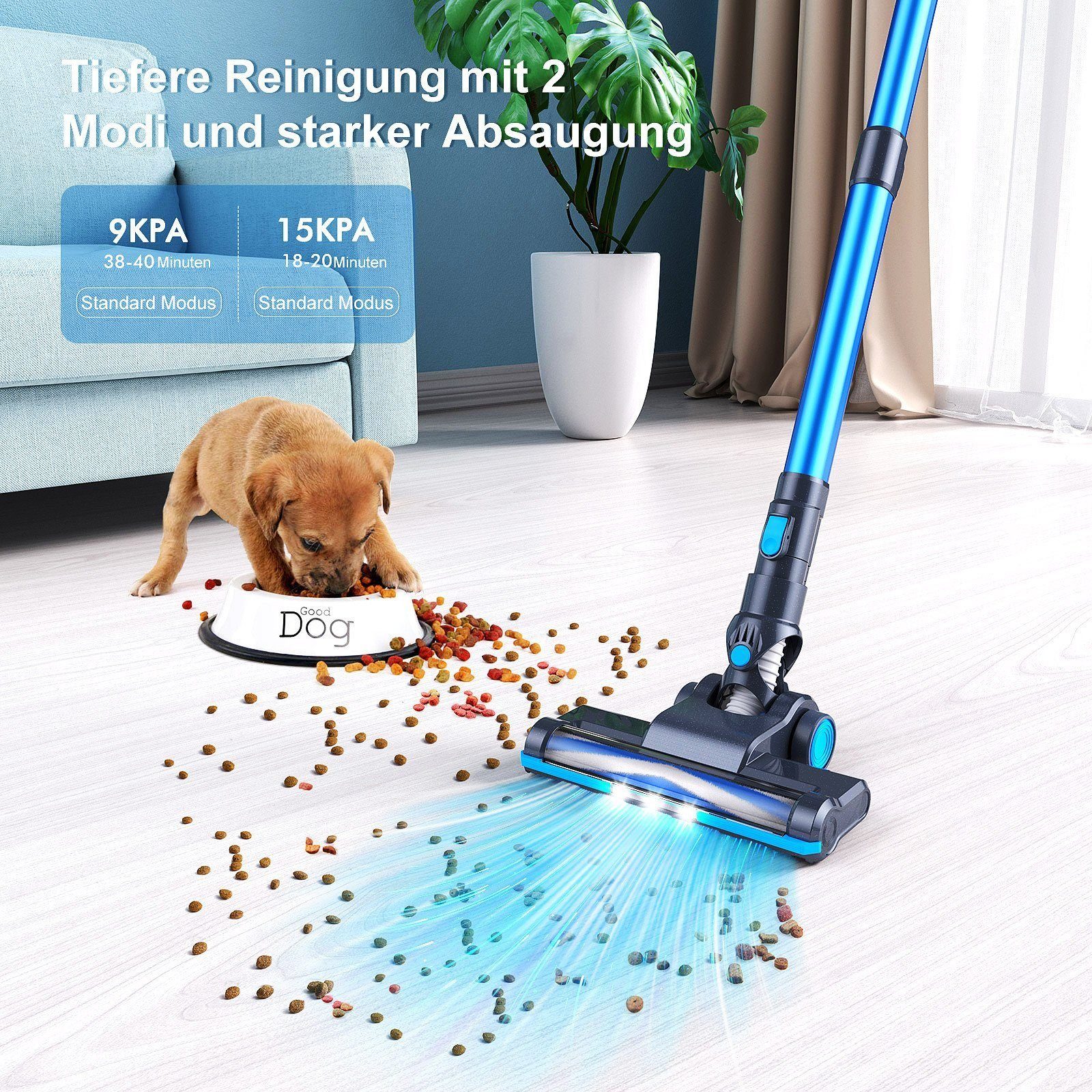 oyajia Akku-Hand-und Stielstaubsauger 6 in 1 Kabellos 22,2V Akkusauger, 150,00 W, beutellos, 40 Min. Laufzeit für Hartboden, Teppich, Tierhaare – Bild 2