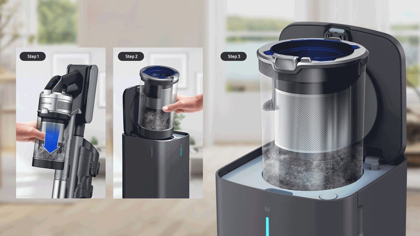 Samsung Akku-Stielstaubsauger Set bestehend aus Jet 75 complete, 550 W, beutellos, und Clean-Station VS20T7536P5/EG – Bild 12