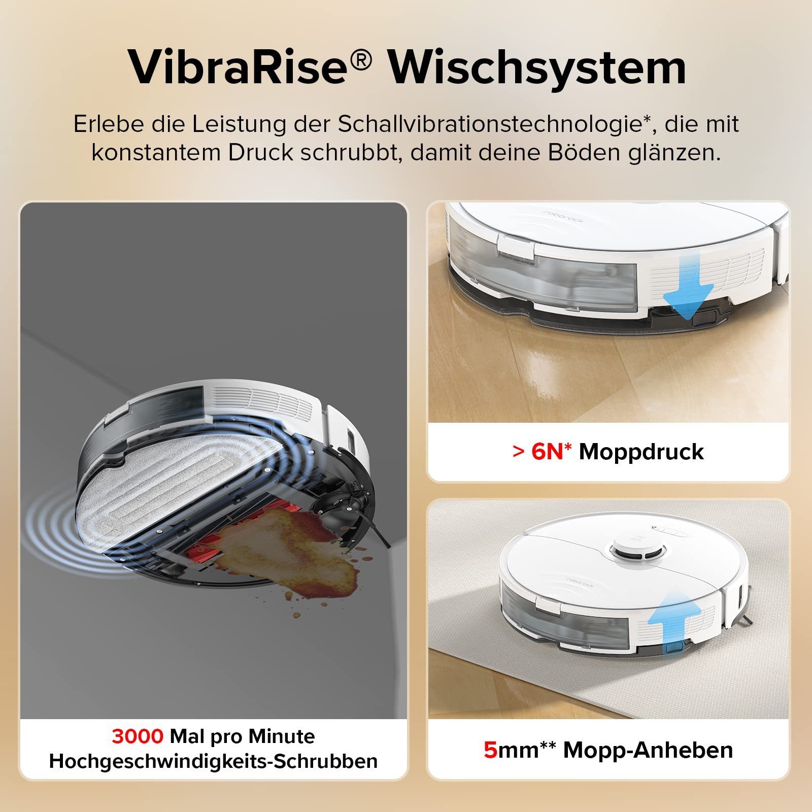 Roborock Saugroboter S8, 69 W, 6000 pa, DuoRoller-Bürste, Reactive 3D-Hindernisumgehung, Vibrations-Hebemop, Intelligenter für Hartböden,Tierhaare,Teppiche, Upgrade von Roborock S7,VS S7 Maxv, Weiß – Bild 7