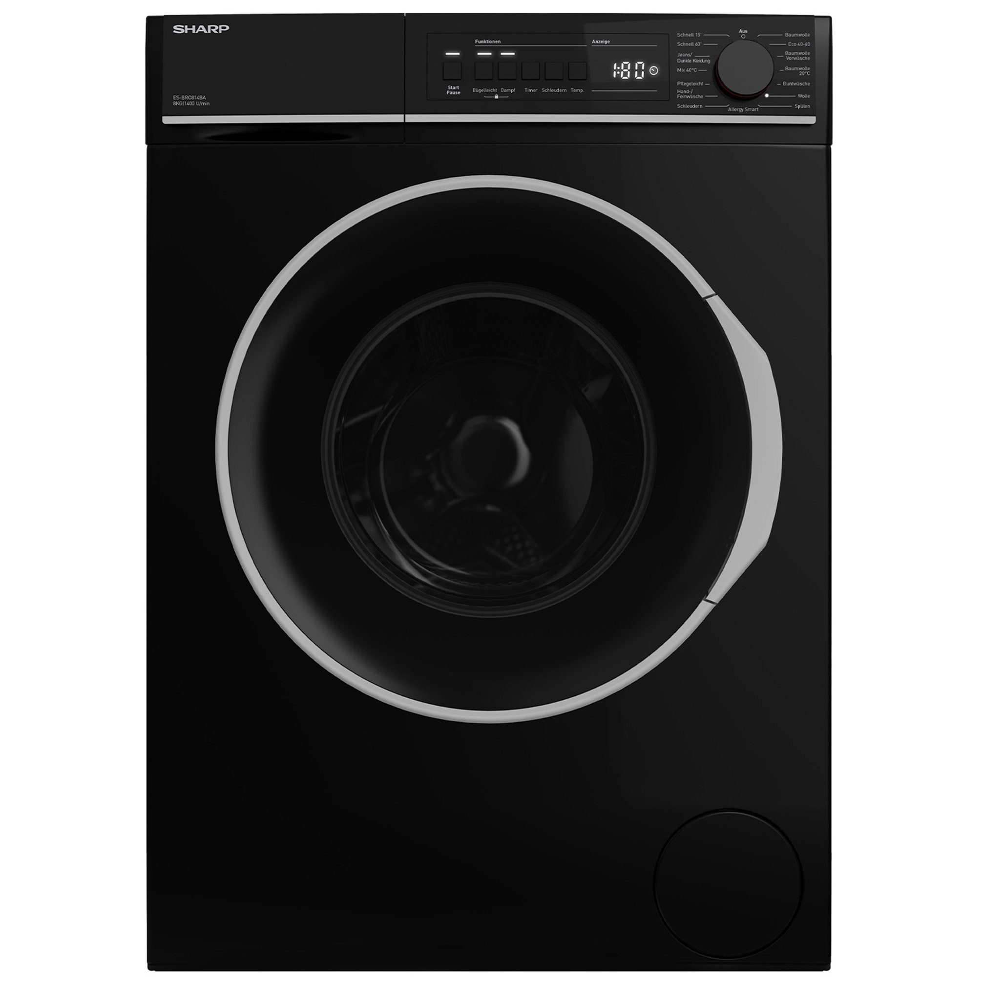 Sharp Waschmaschine ES-BRO814BA-DE, 8 kg, 1400 U/min, Einfaches Bügeln – Bild 3