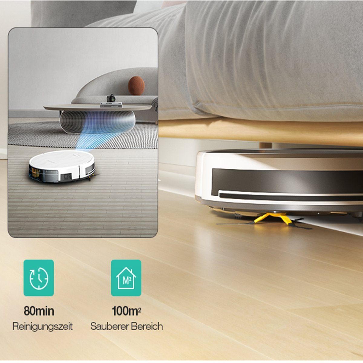 Tesvor Saugroboter M2 Roboter staubsauger 6000pa mit wischfunktion, 25 W, Mit Staubbox beutellos,6000Pa – Bild 7