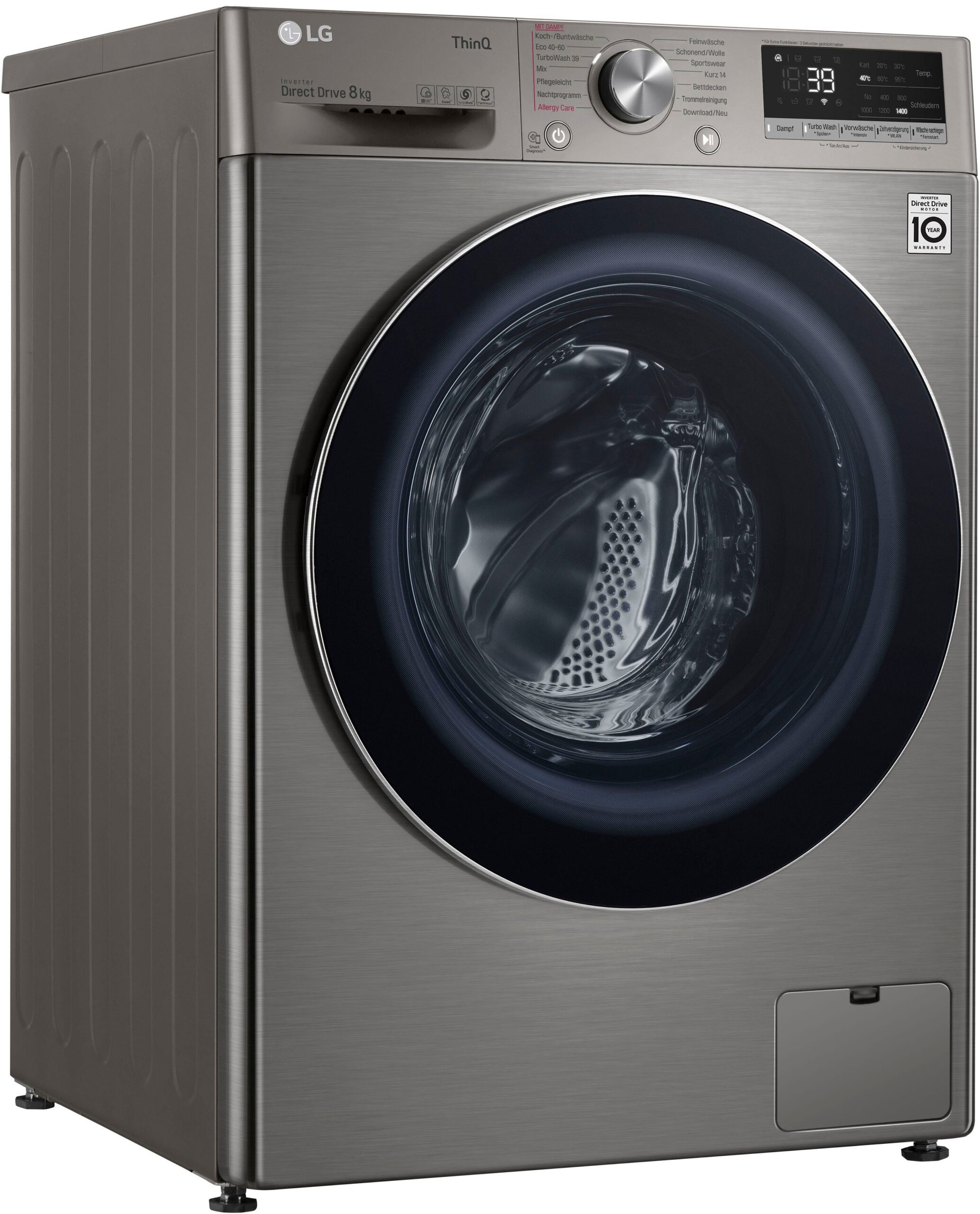 LG Waschmaschine V708P2PA, 8 kg, 1400 U/min, TurboWash® - Waschen in nur 39 Minuten