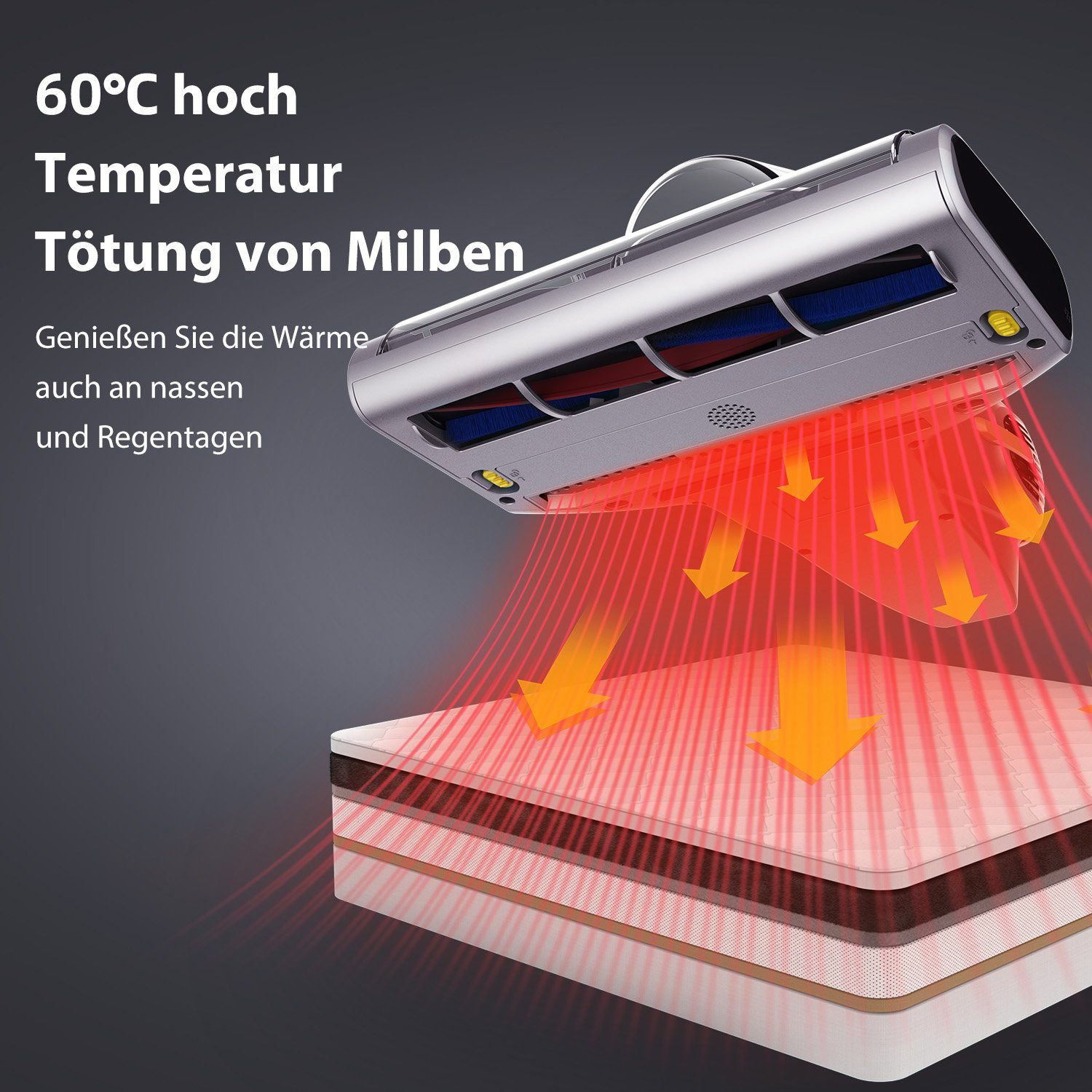 Jimmy Matratzenreinigungsgerät BX7 Pro Milbenstaubsauger, 700,00 W, mit Beutel, UV-C Licht, Hausstaubmilbensensor, Ultraschallfunktion – Bild 3
