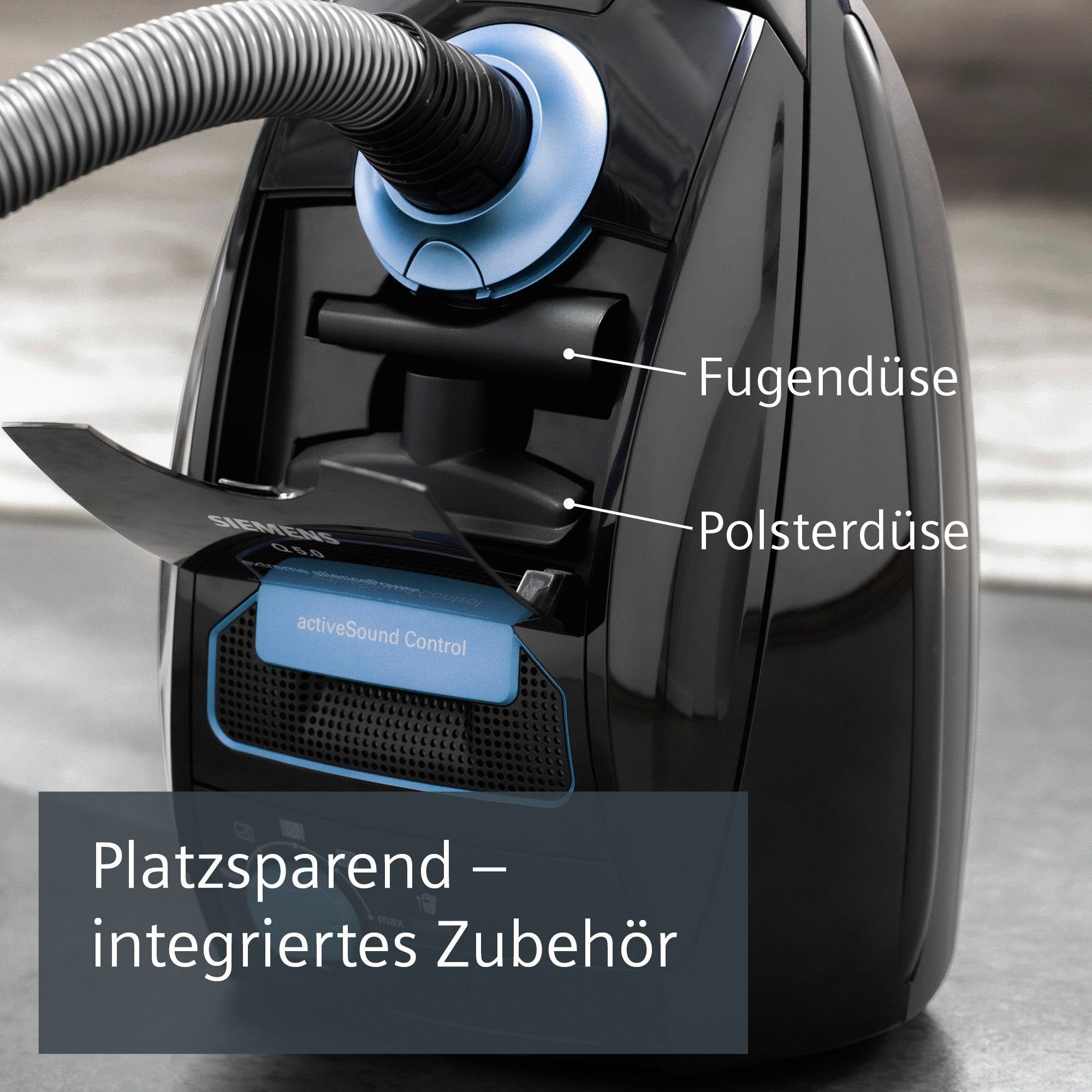SIEMENS Bodenstaubsauger extreme silencePower VSQ5X1230, schwarz, 850 W, mit Beutel, starke Saugleistung, ideal für Allergiker – Bild 4