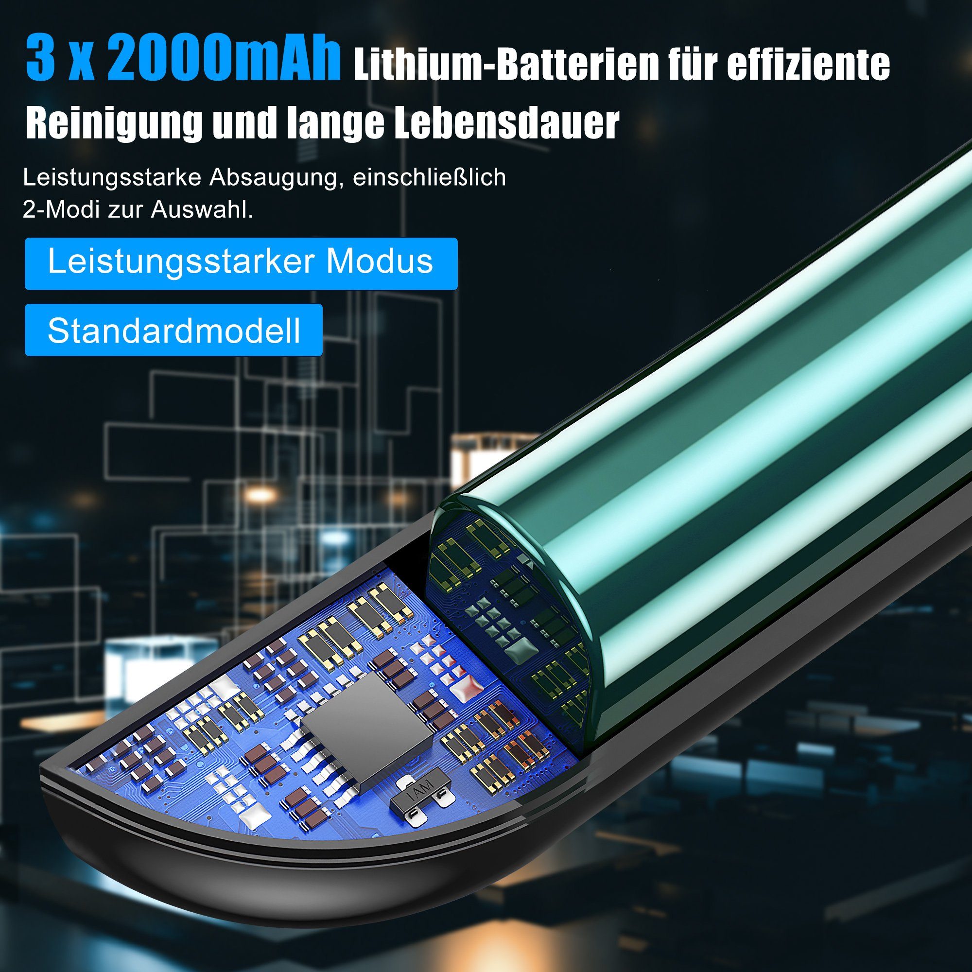 Vbrisi Akku-Handstaubsauger Handstaubsauger, Autostaubsauger 7500Pa Staubsauger, Mit 6000mA-Akku, Mit Aufbewahrungstasche, 4 in 1 Multifunktionaler Akku-Handstaubsauger, Kann in Wohnungen, Autos usw. verwendet werden, Mit Lichtfunktion – Bild 2