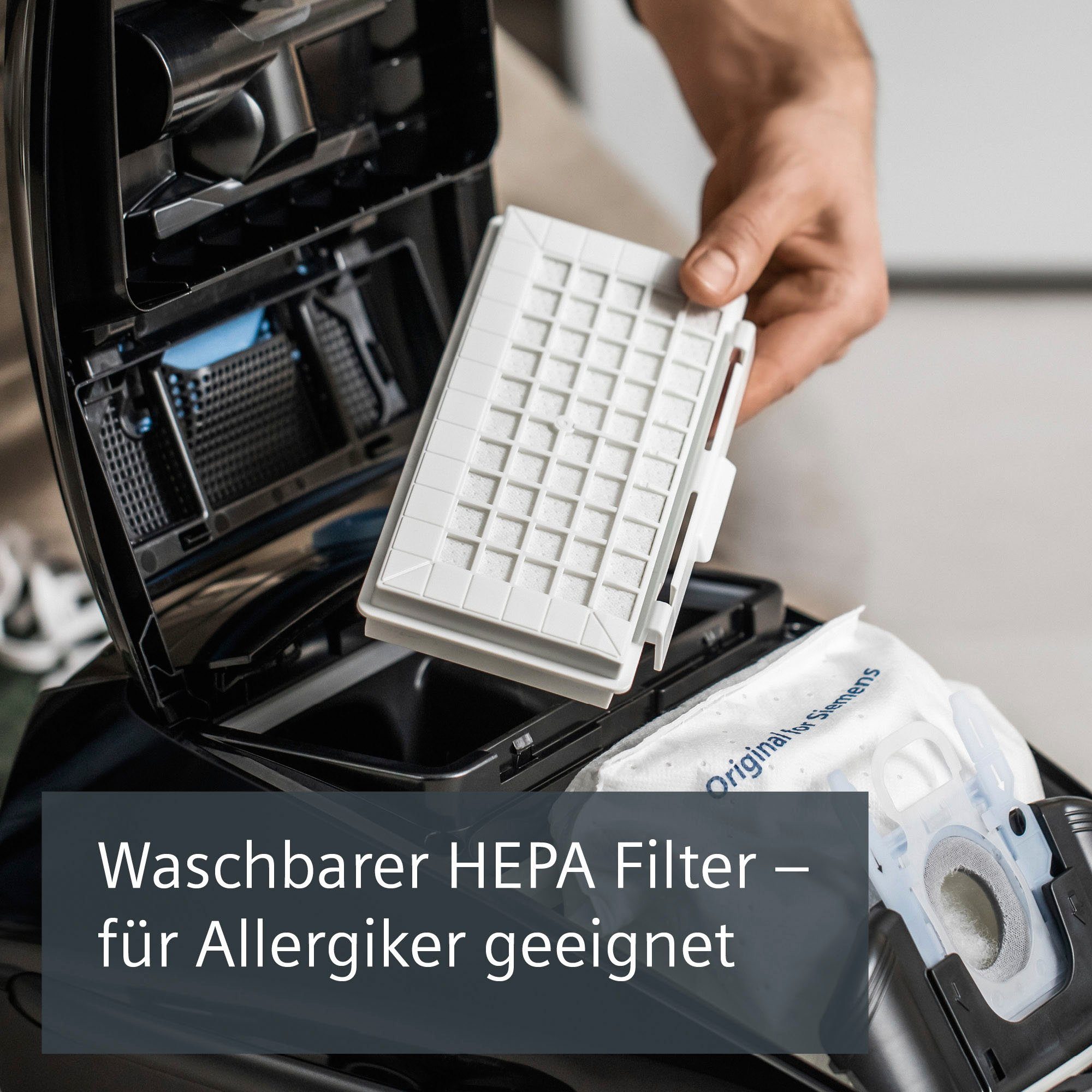 SIEMENS Bodenstaubsauger extreme silencePower VSQ5X1230, schwarz, 850 W, mit Beutel, starke Saugleistung, ideal für Allergiker – Bild 14