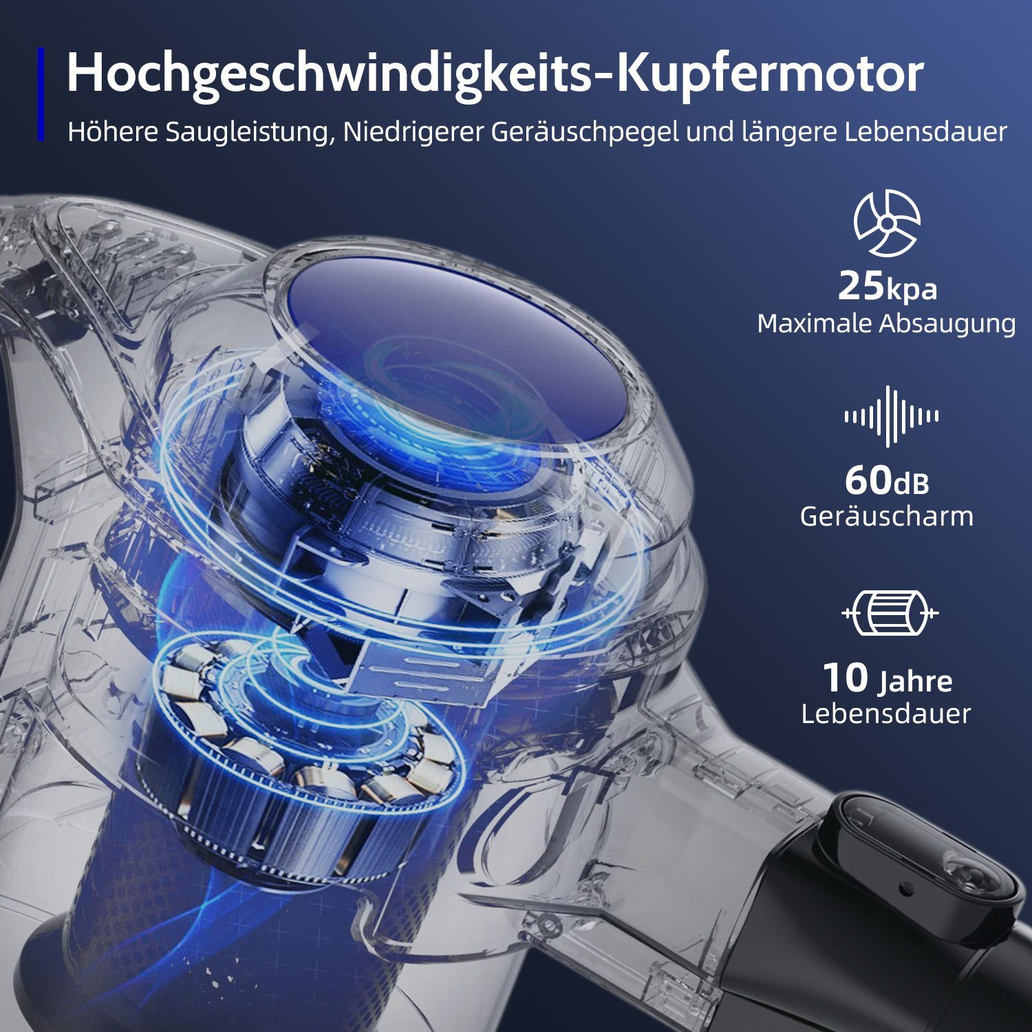 *Aiibot Akku-Hand-und Stielstaubsauger Akku Staubsauger, Staubsauger Kabellos,Akkusauger, mit 25000Pa, bis zu 50 Minuten Laufzeit, hocheffizientes Filtersystem mit Waschbarer HEPA-Filter – Bild 2