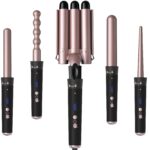iceagle Lockenstab Lockenstab Set 5 in 1 mit 3 Fässer Verschiedenen Aufsätzen, 60S schnelle Erwärmung keramische Beschichtung, für mittleres&langes Haar, passend für alle Haartypen mit Handschuh