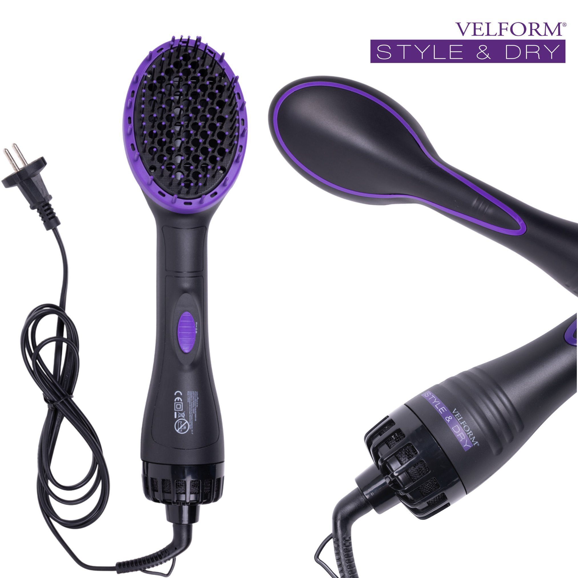 Velform® Warmluftbürste Style & Dry, 2 in 1 Bürste und Haartrockner in einem, 1000 Watt – Bild 2