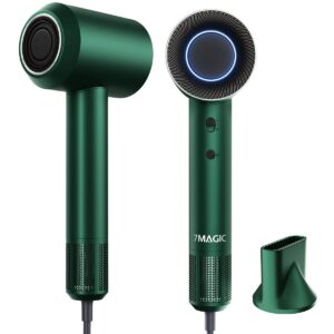 7Magic Haartrockner 110.000 U/min Hochgeschwindigkeits Ionic-Haartrockner, 1400,00 W, 23m/s, bürstenlosem Motor, NTC-Steuerung, abnehmbarer 360° Magnetdüse