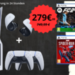 PS5 Slim + 2 controller + 4 spiele + PULSE Explore Wireless Earbuds